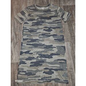 Lucky Brand Womens Shirt Dress Pink Camouflage Short Sleeve Knit Pullover